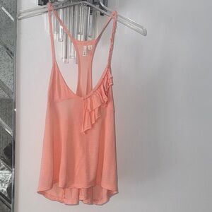 Frenchi Peach Ruffle Sleeveless flowey Top
